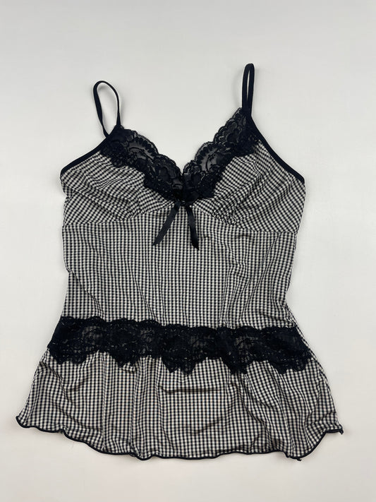 Checkered Cami Top w/ Lace Details