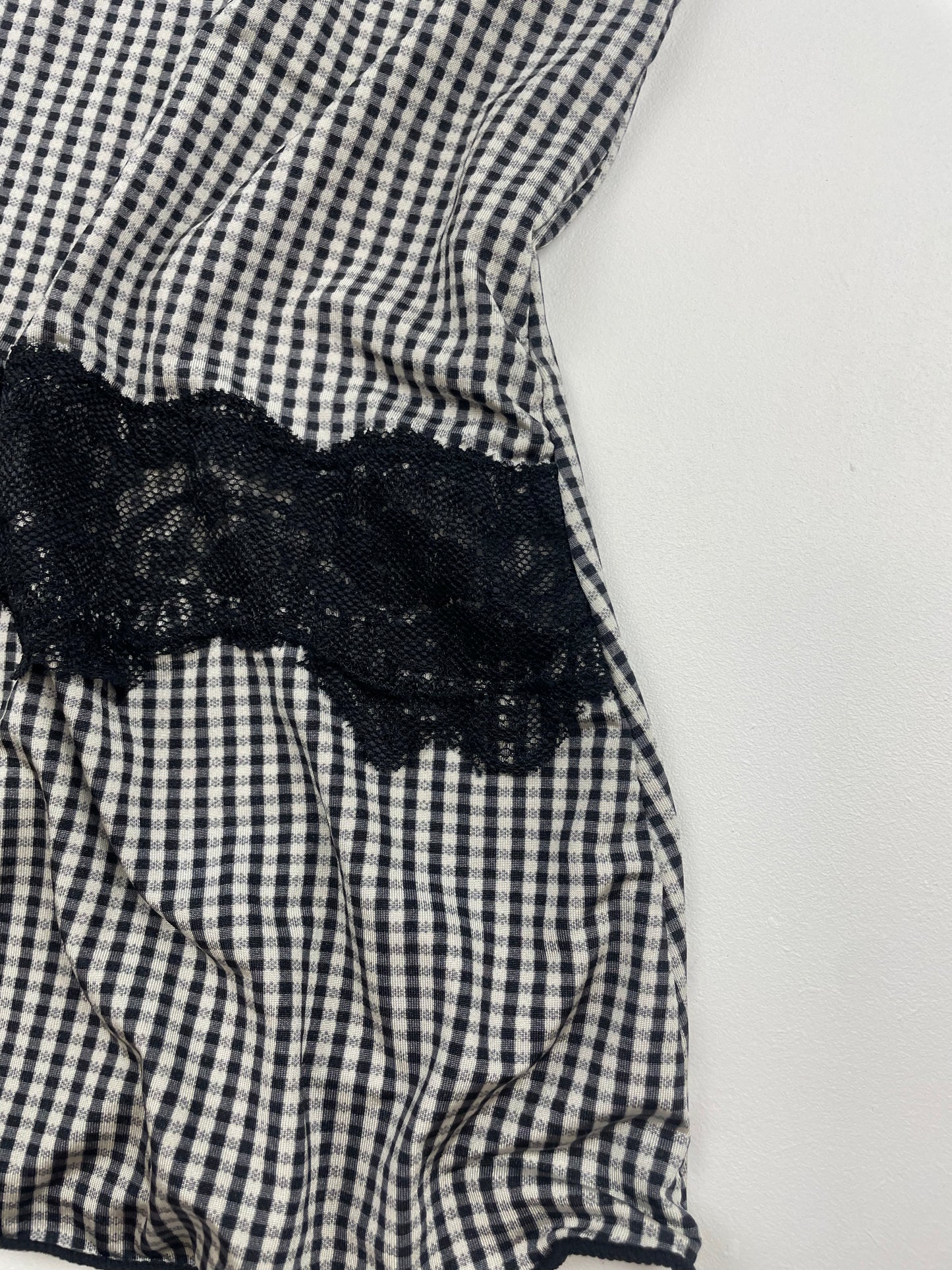 Checkered Cami Top w/ Lace Details