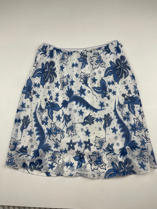 Blue and White Floral Midi Skirt