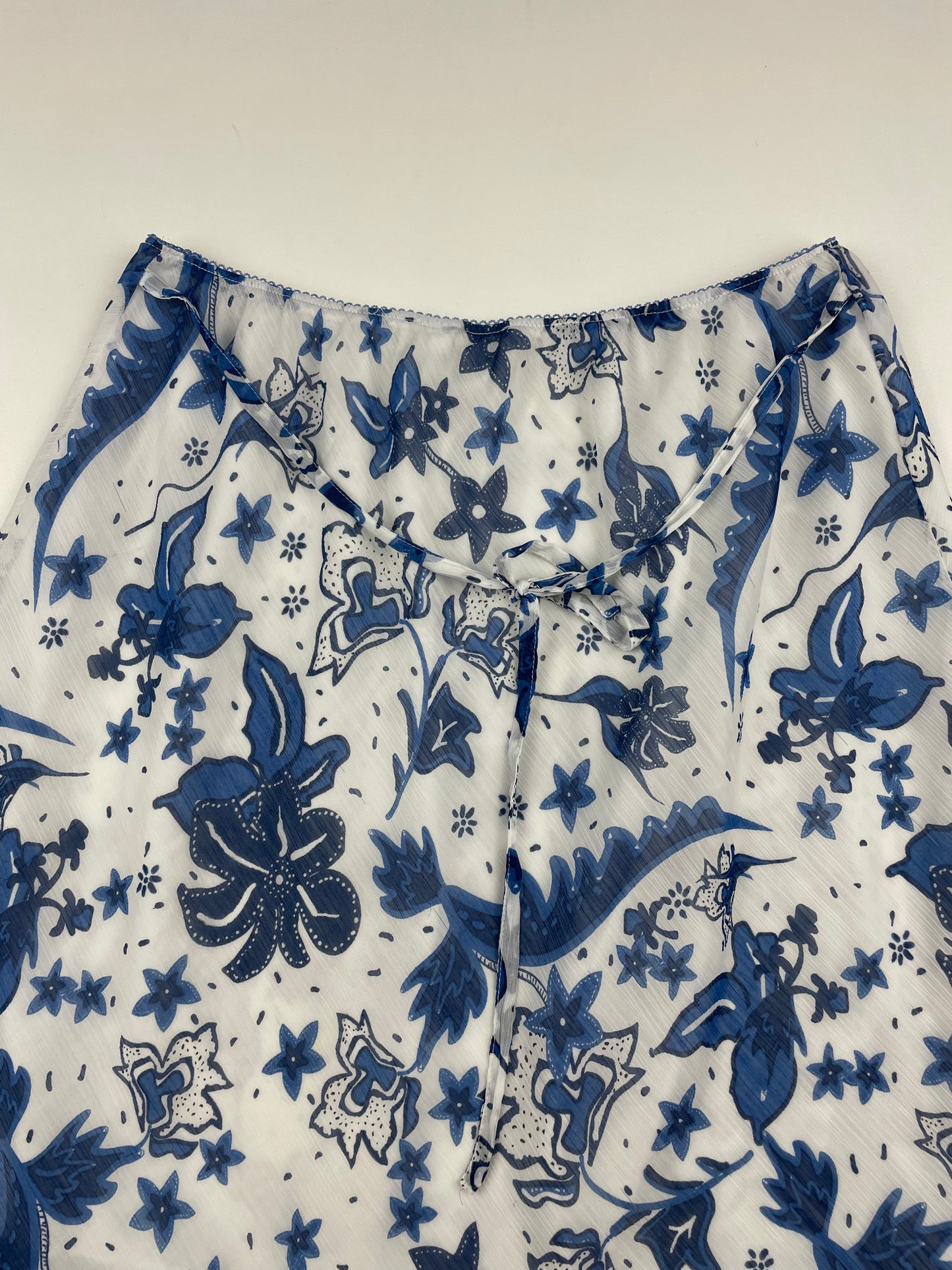 Blue and White Floral Midi Skirt