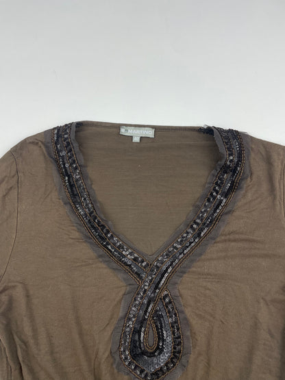 Brown 2000s Fitted Long Sleeve