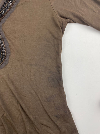 Brown 2000s Fitted Long Sleeve