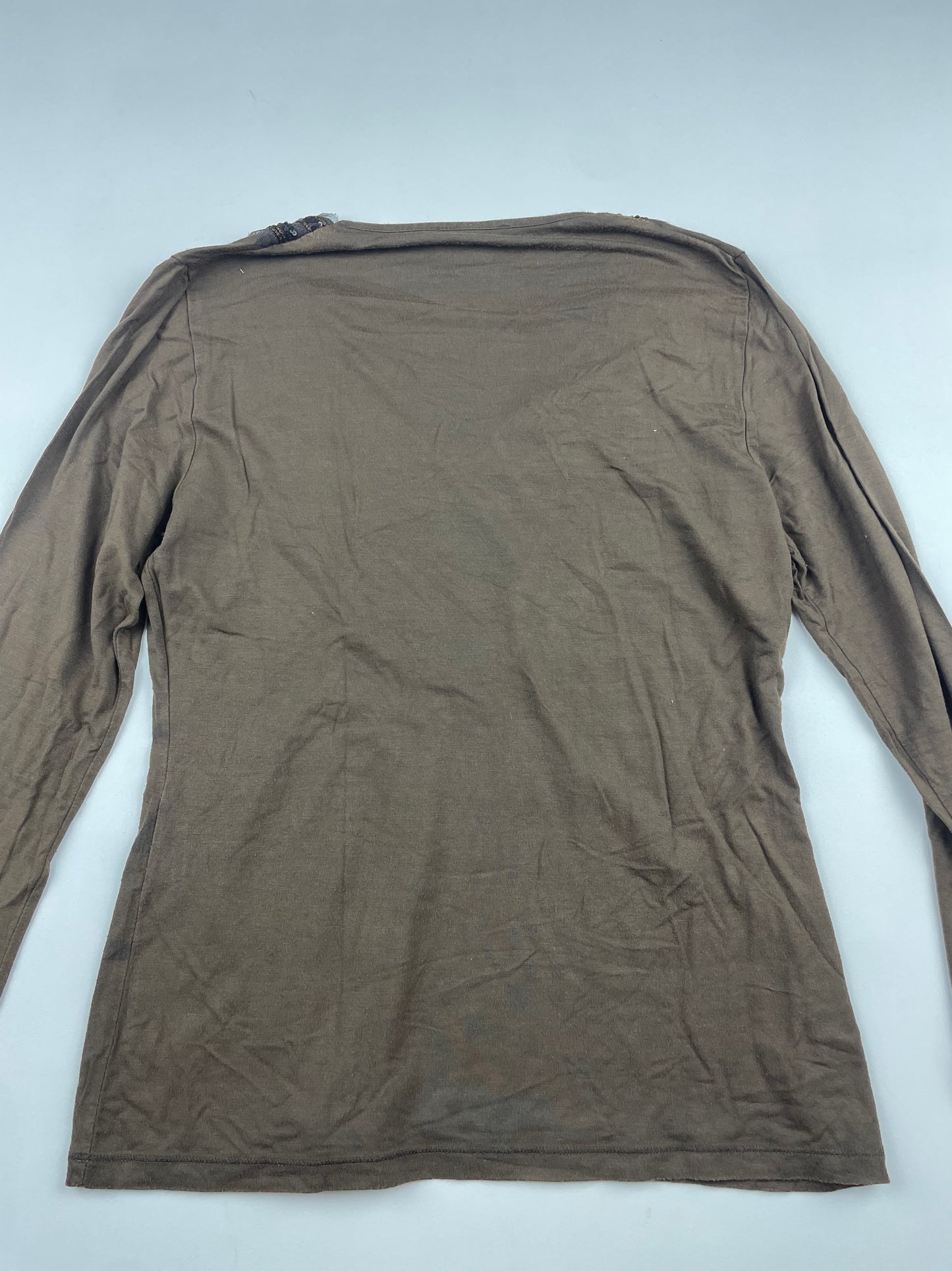 Brown 2000s Fitted Long Sleeve