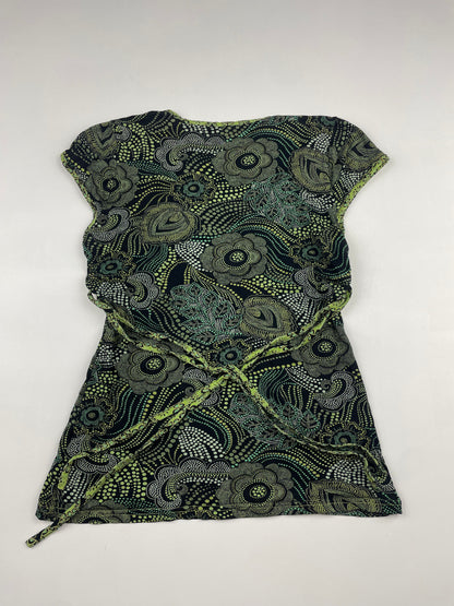 2000s Green Pattern Baby Tee