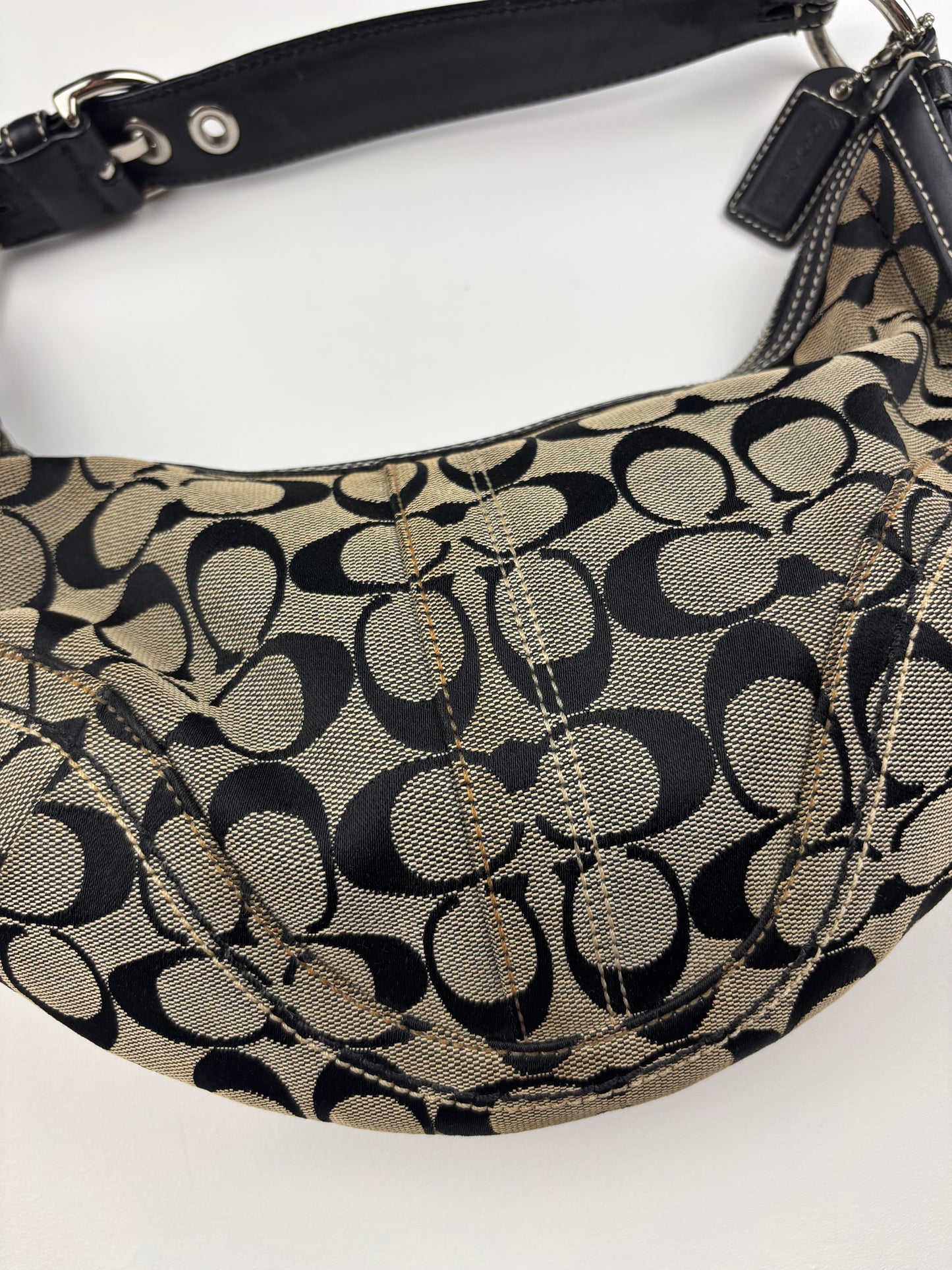 Coach Signature Half Moon Hobo Bag Mini