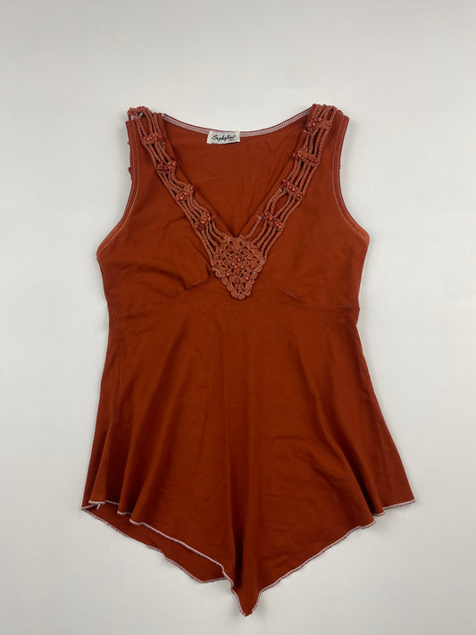 Asymmetric Beaded Tank Top