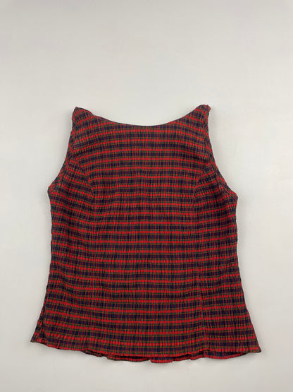 Gingham Boat Neck Top