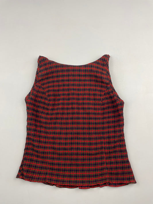 Gingham Boat Neck Top