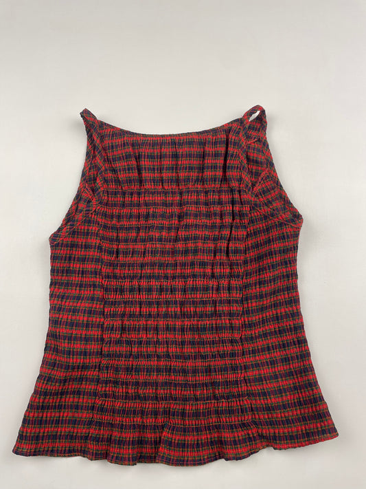 Gingham Boat Neck Top