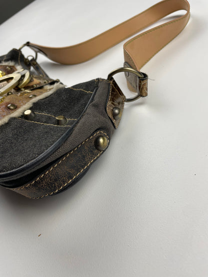 2000s Guess Studded Denim Shoulder Bag