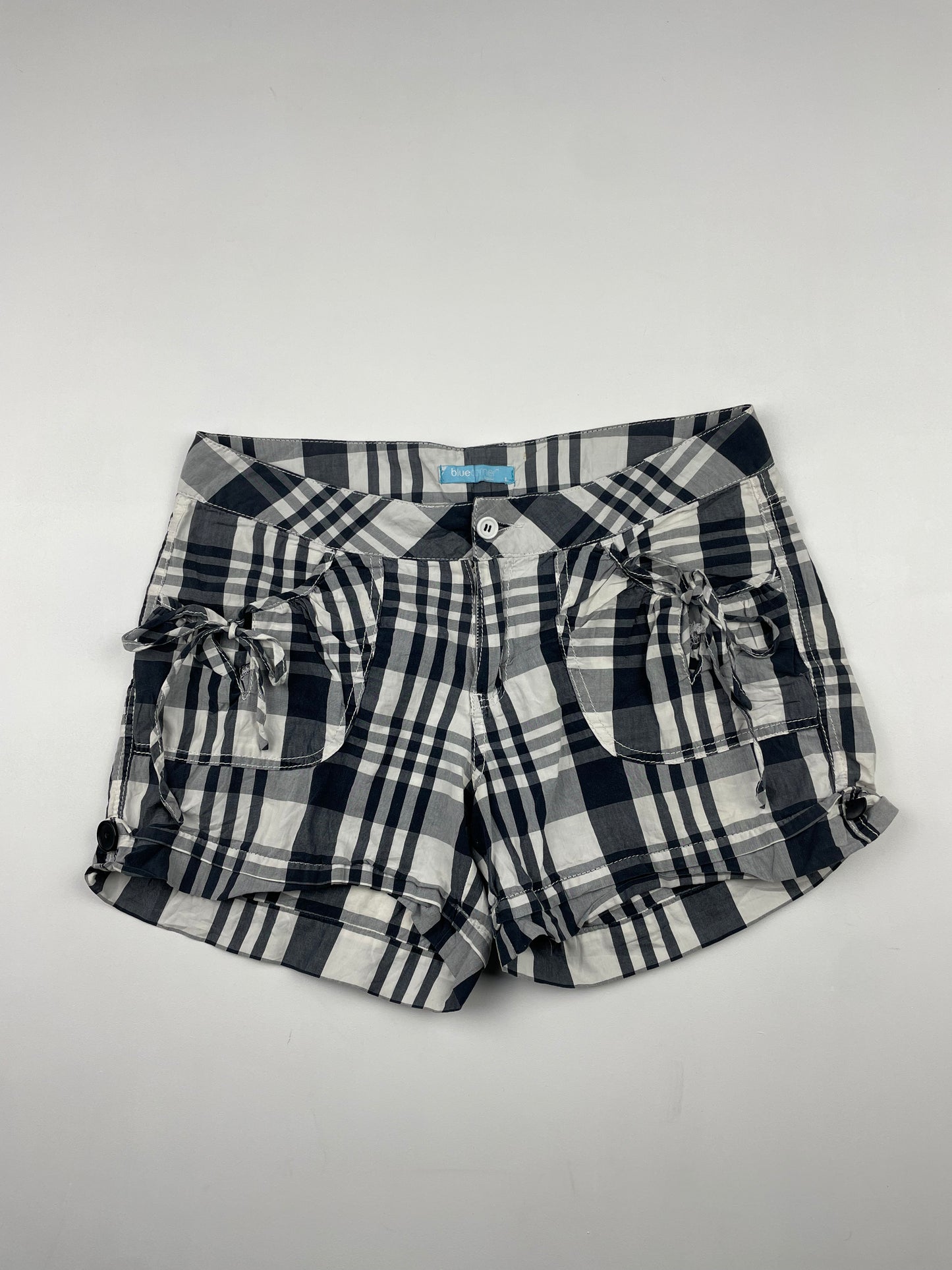 Plaid Mini Shorts with Tie