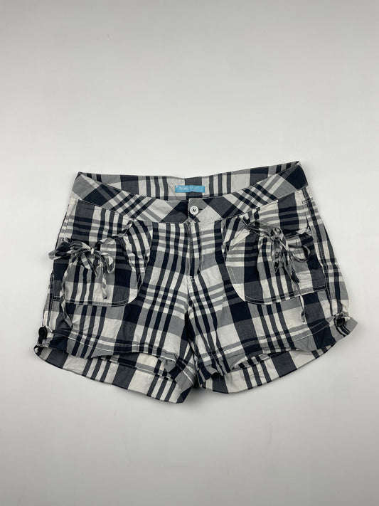 Plaid Mini Shorts with Tie