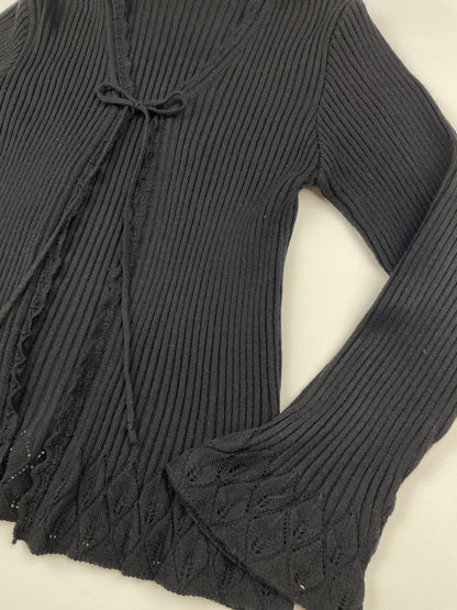 2000s Ribbed Flared Cardigan