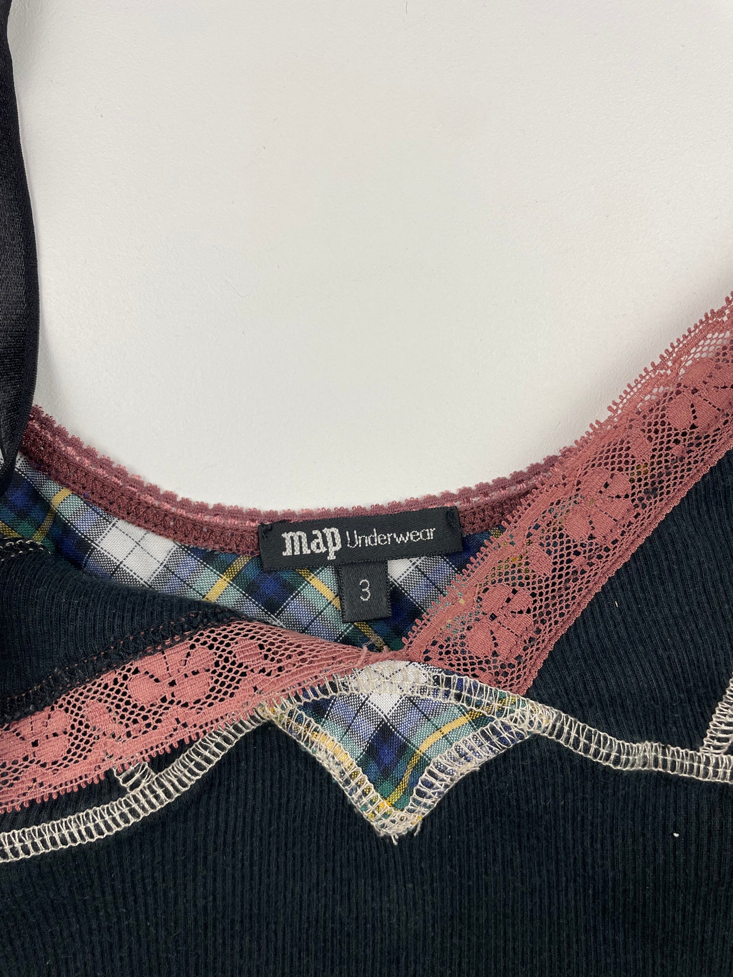 Ribbed Cami with Plaid Detail