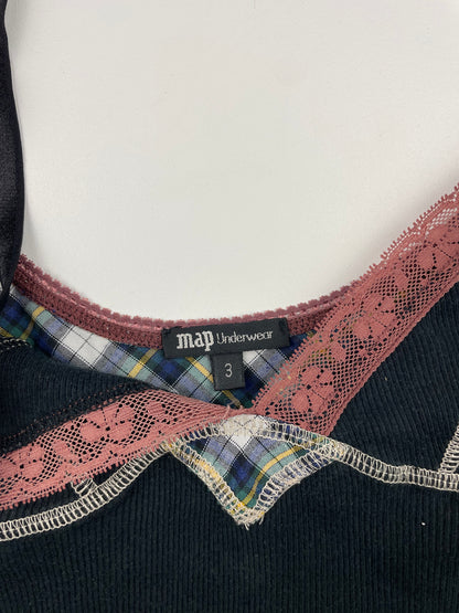 Ribbed Cami with Plaid Detail