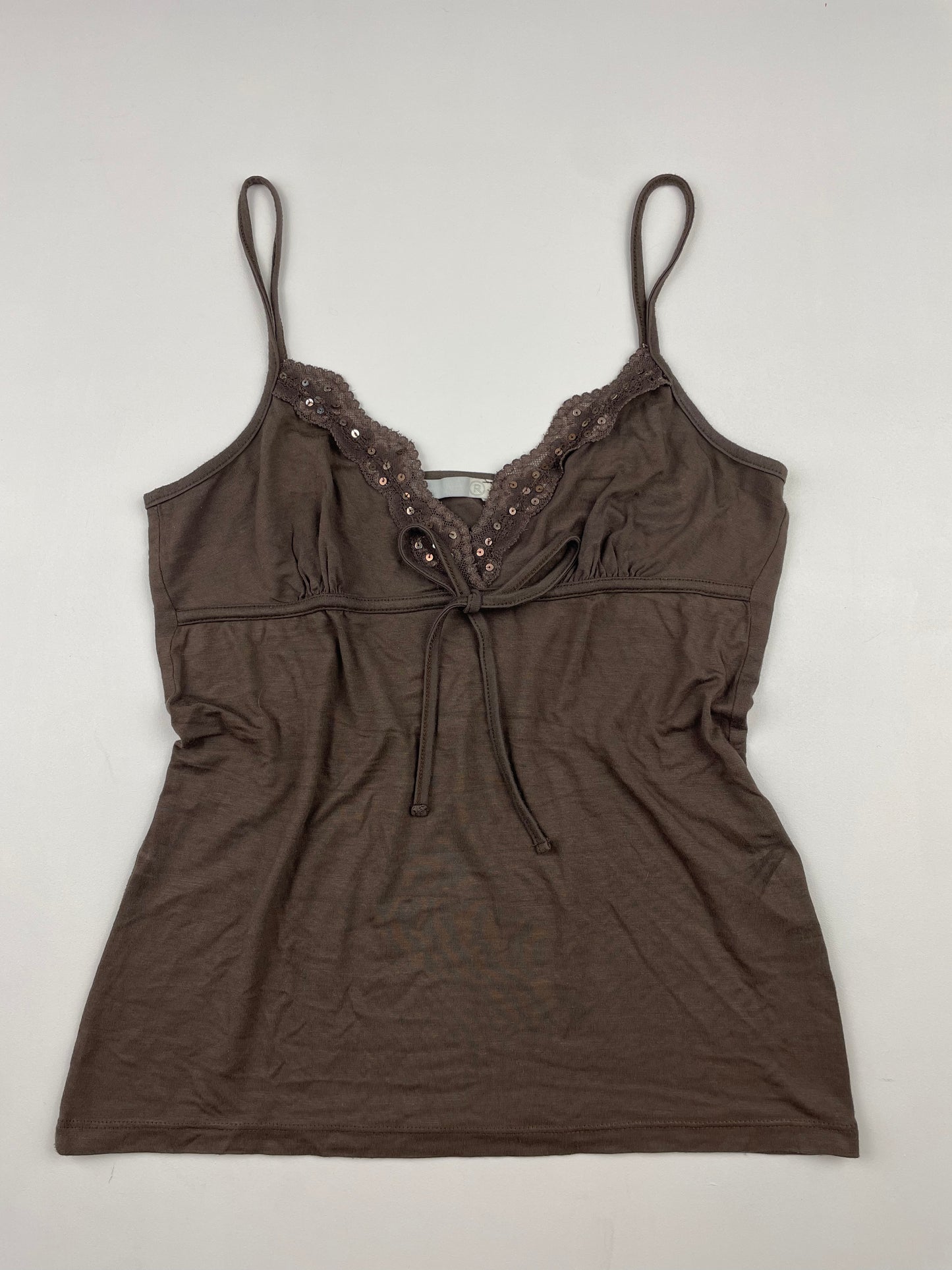 Brown Tie Sequin Cami