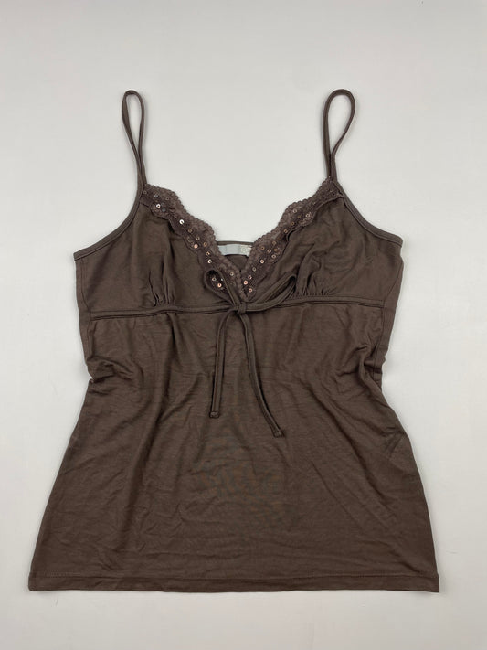 Brown Tie Sequin Cami
