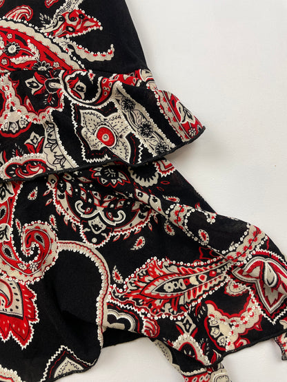 Asymmetric Paisley Midi Dress