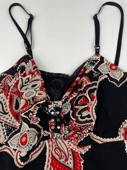 Asymmetric Paisley Midi Dress