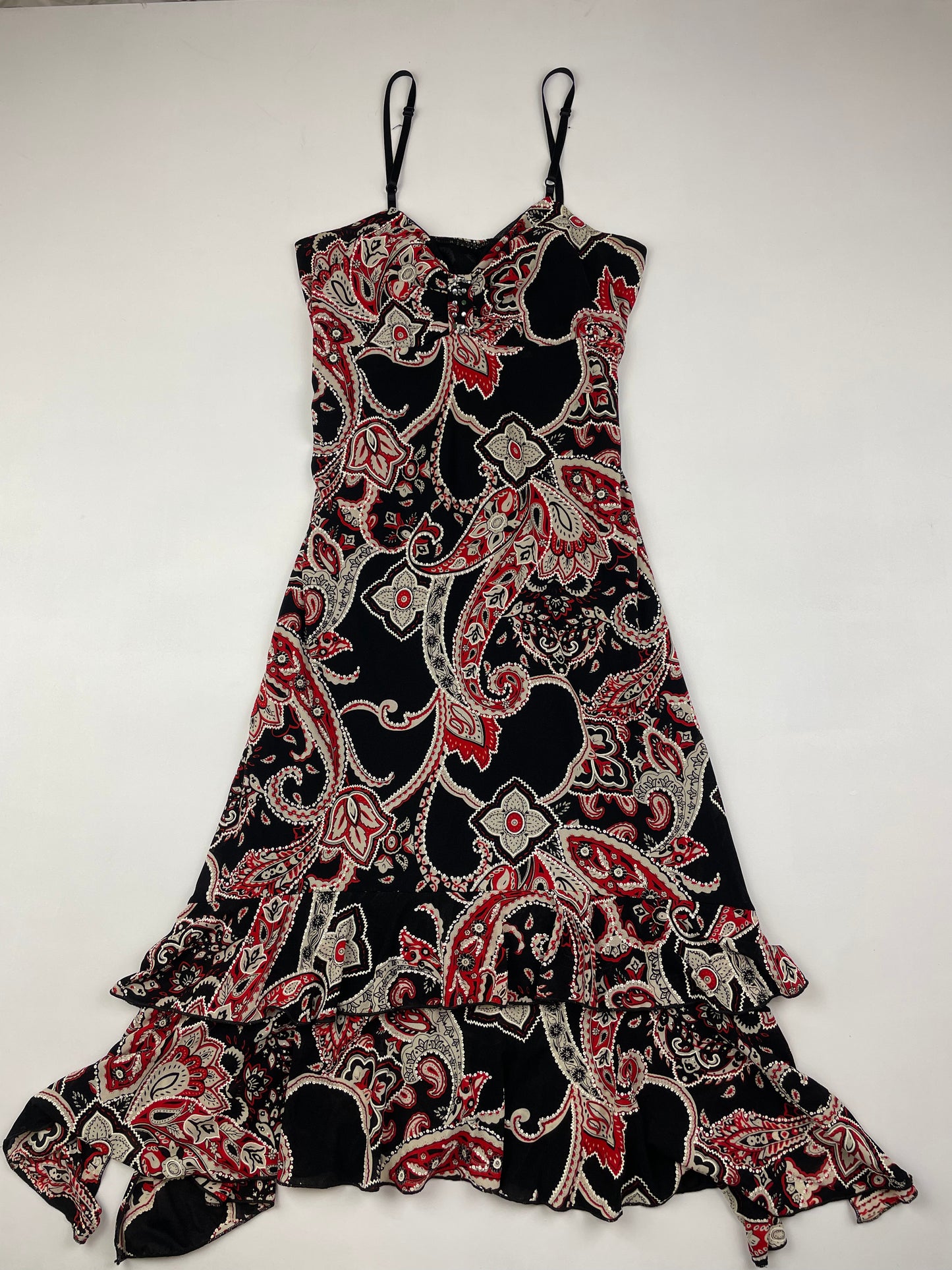 Asymmetric Paisley Midi Dress