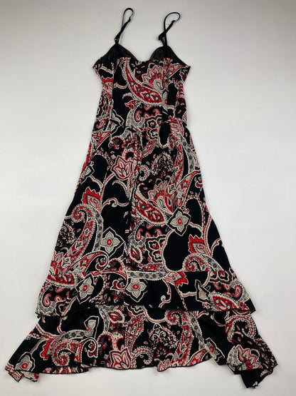 Asymmetric Paisley Midi Dress