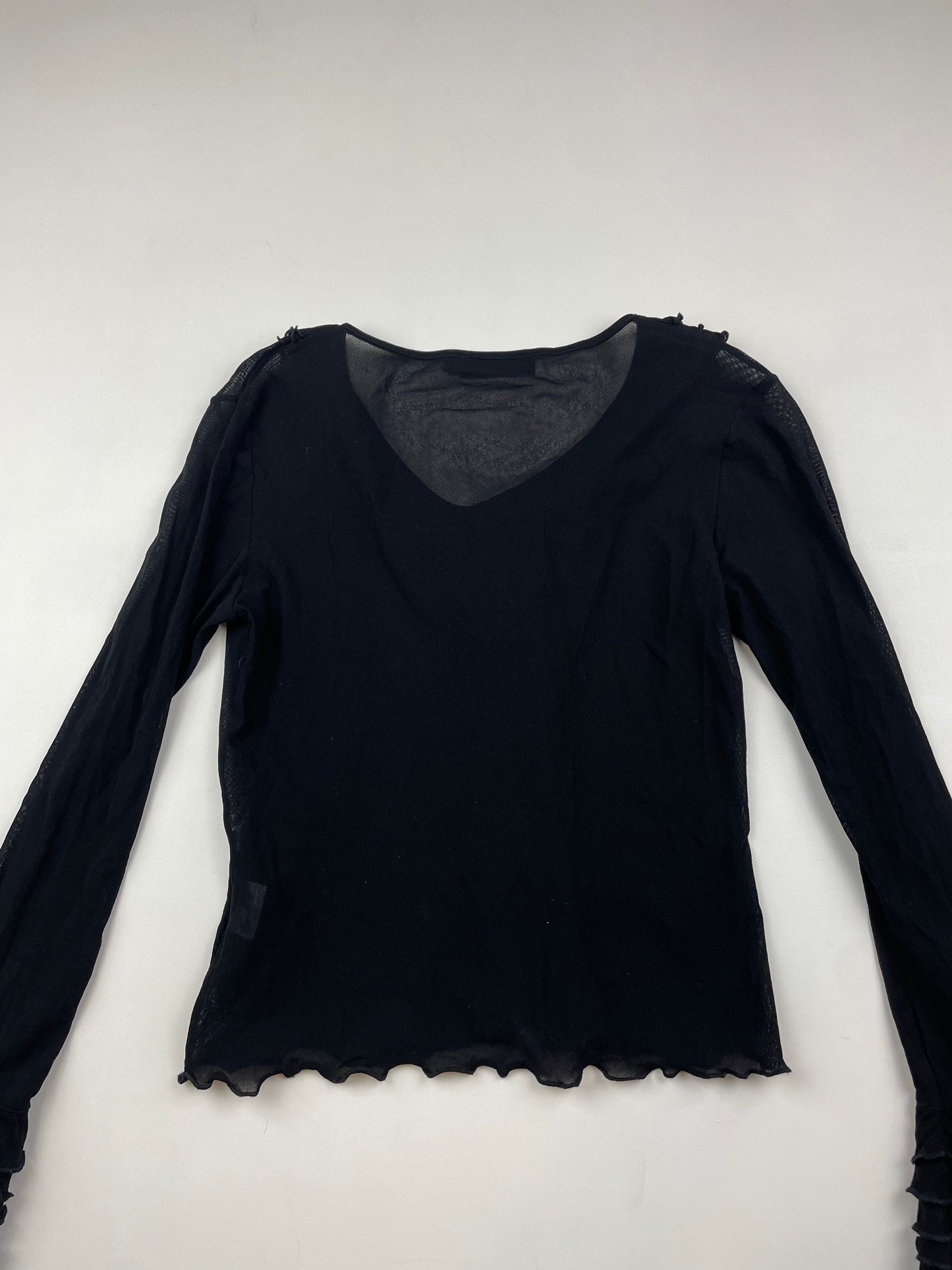 Black Ruffle Mesh Top