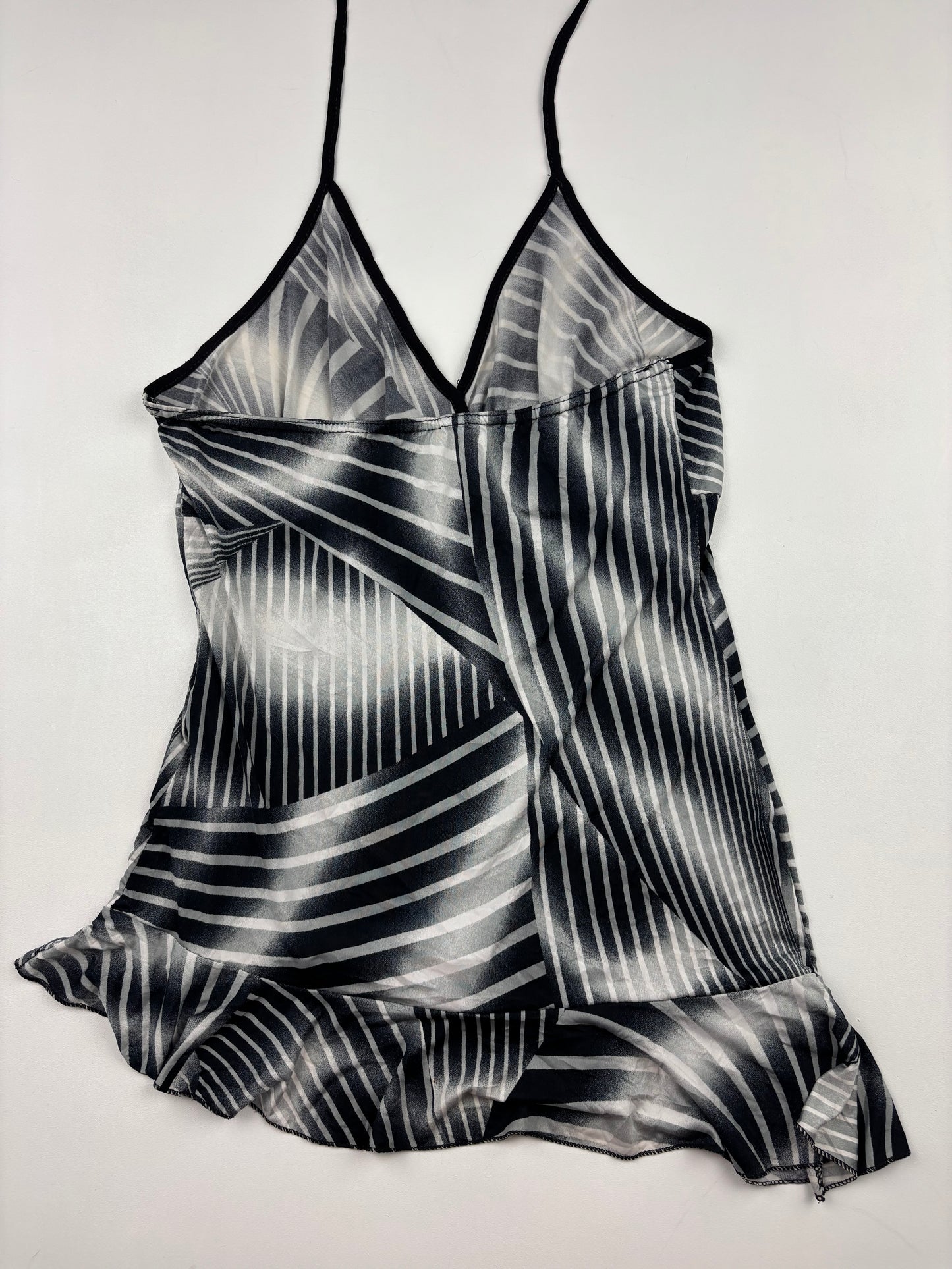 Asymmetric Black and White Halter Top