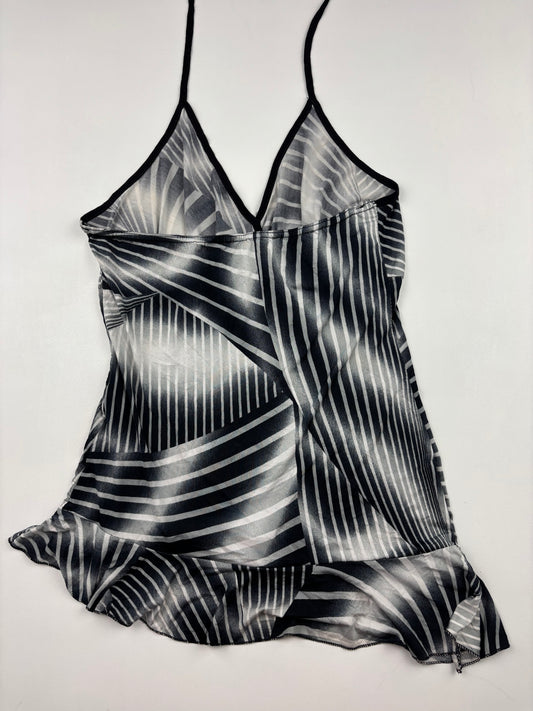 Asymmetric Black and White Halter Top