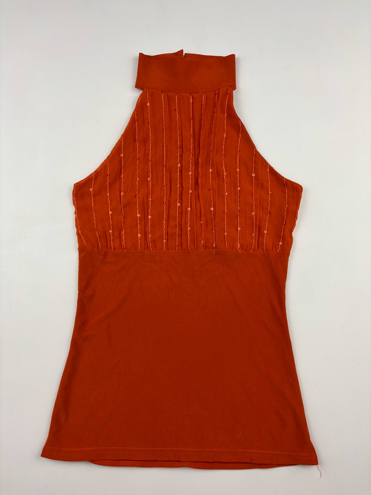 Y2K High Neck Sequin Top