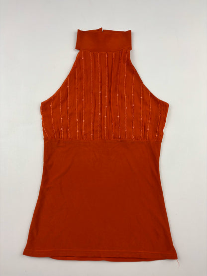 Y2K High Neck Sequin Top