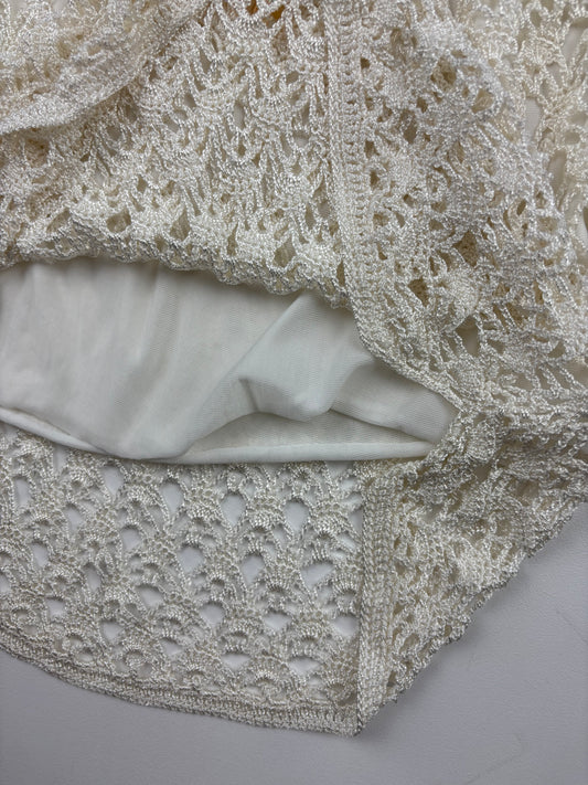 2000s Crochet Sequin White Halter