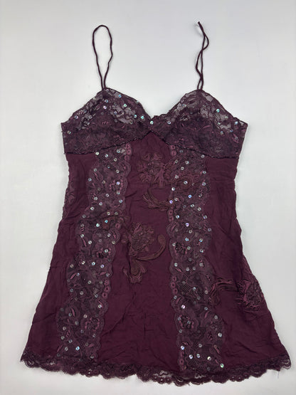 Y2K Pinko Burgundy Sequin Cami