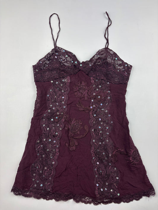 Y2K Pinko Burgundy Sequin Cami