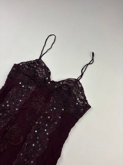 Y2K Pinko Burgundy Sequin Cami