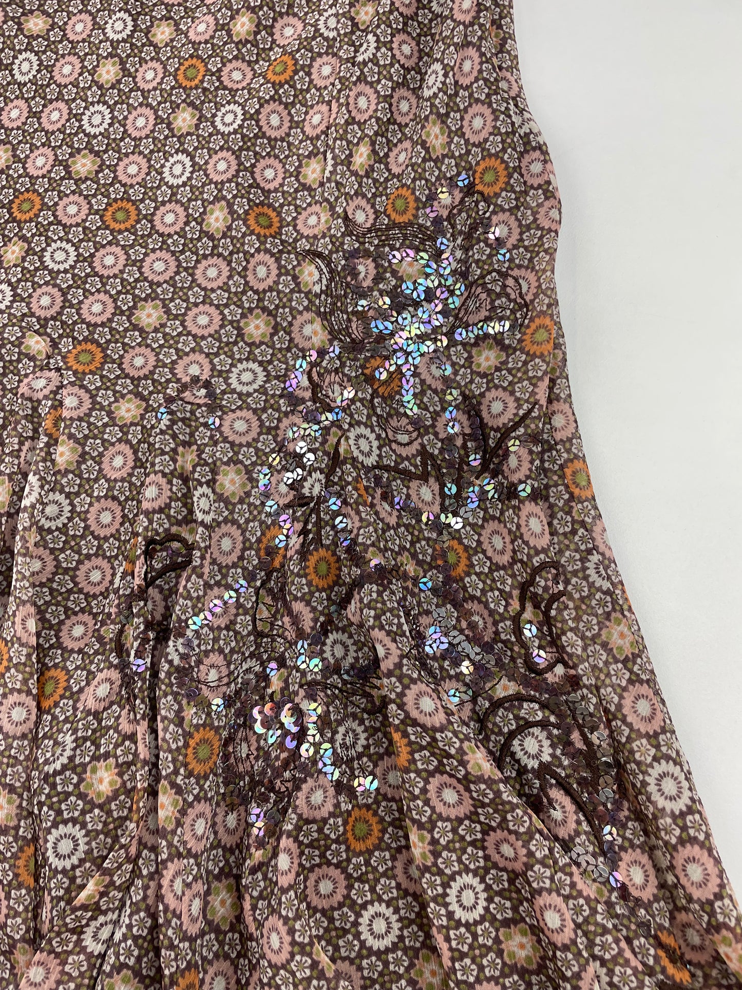 Asymmetric Bedazzled Midi Skirt