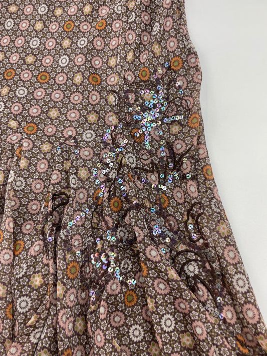 Asymmetric Bedazzled Midi Skirt