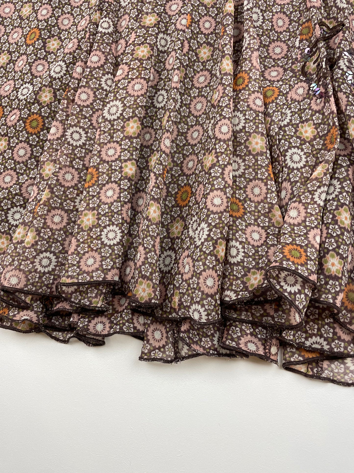 Asymmetric Bedazzled Midi Skirt