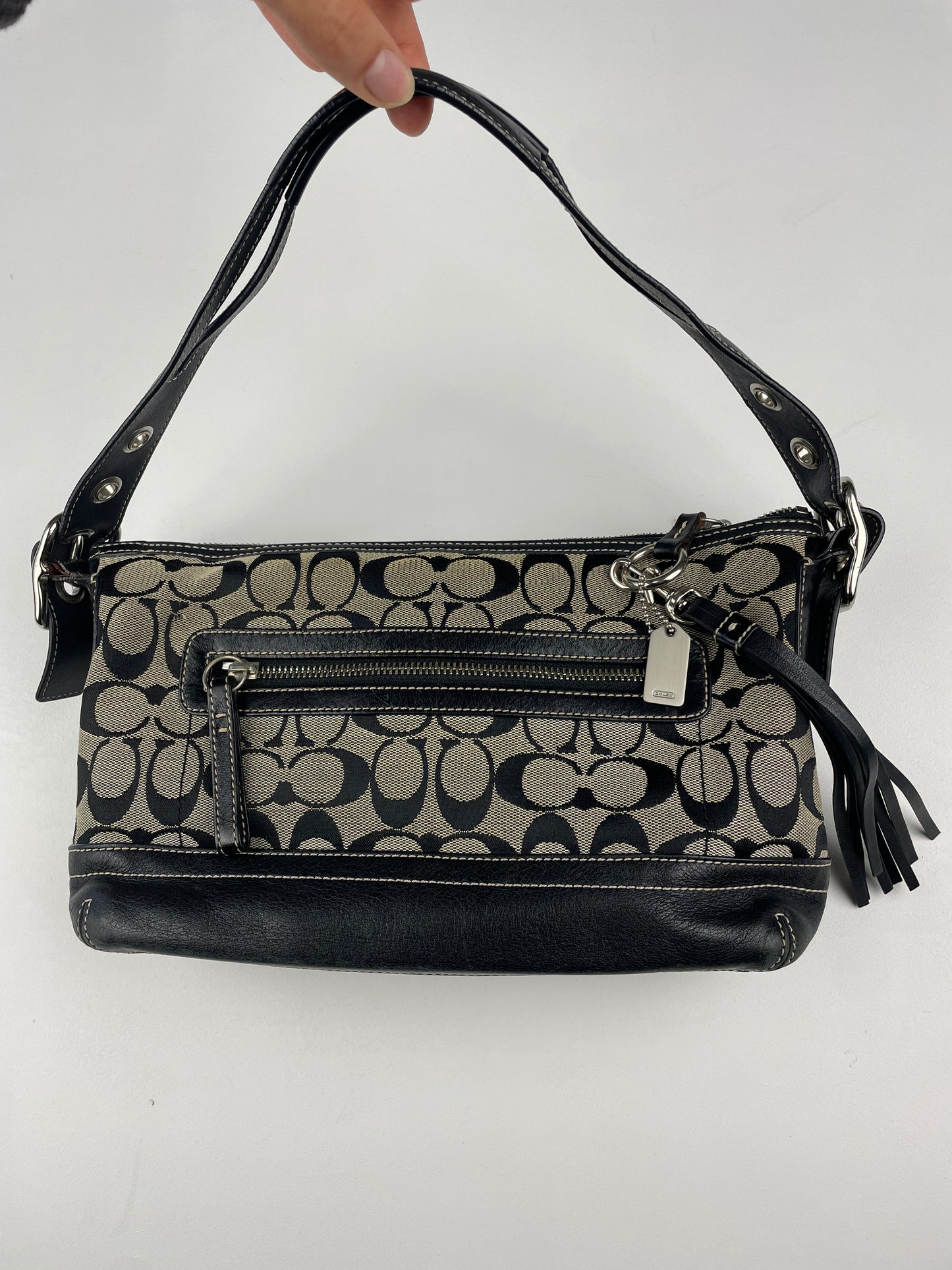 Coach Signature East West Black Shoulder Bag