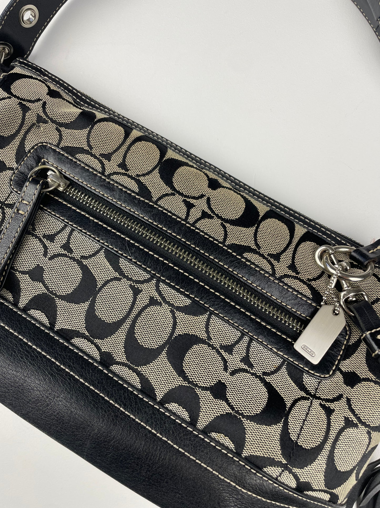 Coach Signature East West Black Shoulder Bag
