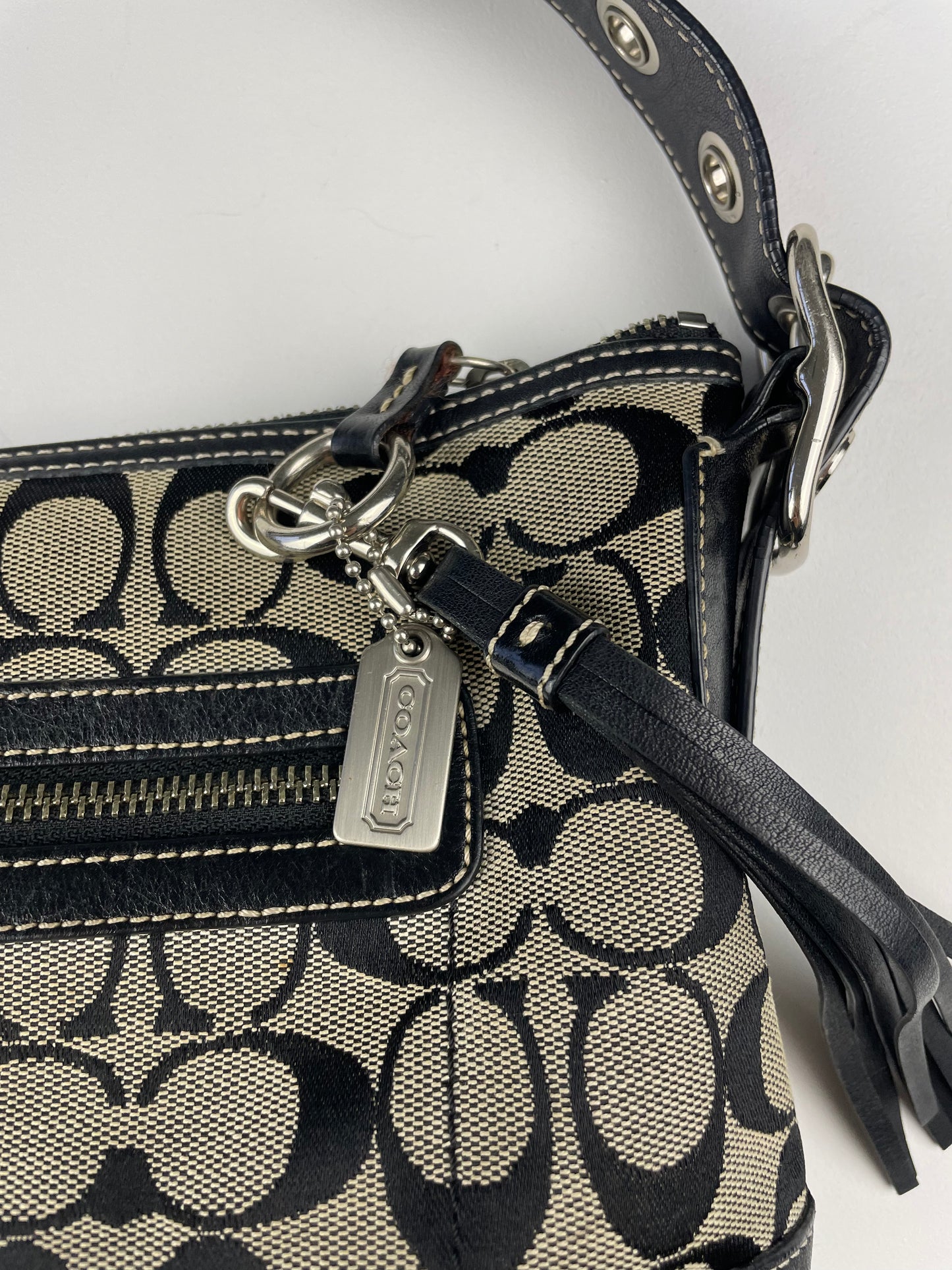 Coach Signature East West Black Shoulder Bag