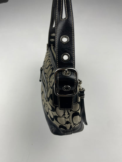 Coach Signature East West Black Shoulder Bag