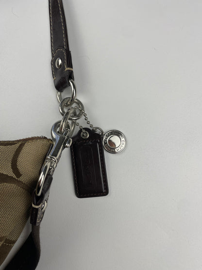 Coach Signature Stripe Demi Brown Two Way Bag