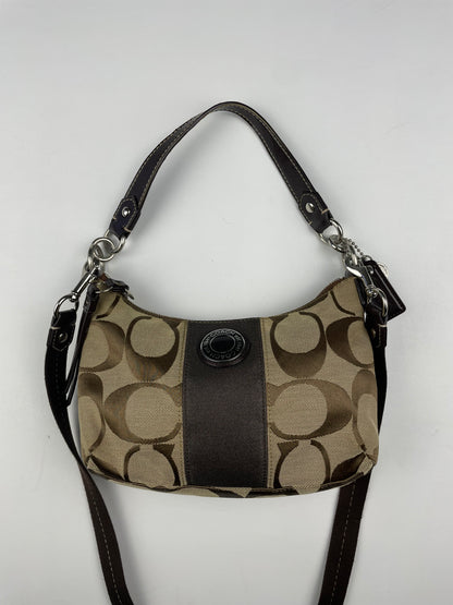Coach Signature Stripe Demi Brown Two Way Bag
