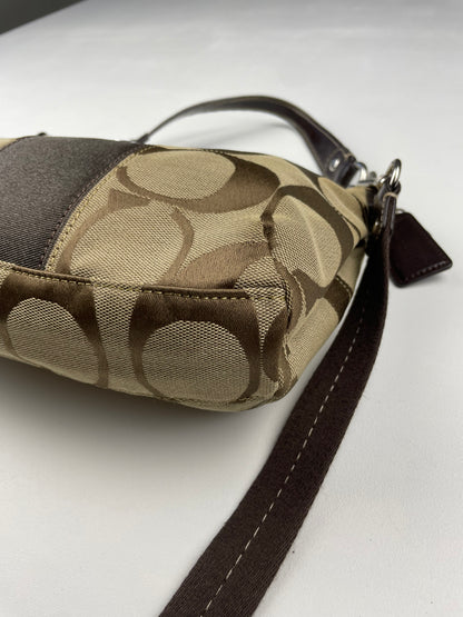 Coach Signature Stripe Demi Brown Two Way Bag