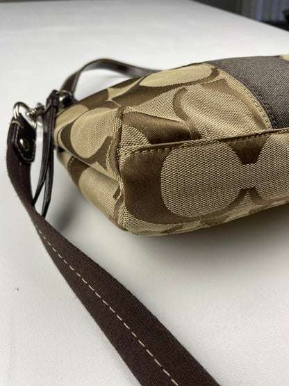 Coach Signature Stripe Demi Brown Two Way Bag