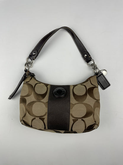 Coach Signature Stripe Demi Brown Two Way Bag