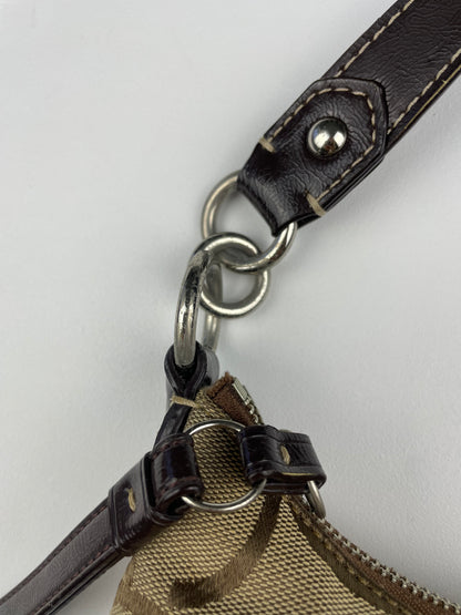 Coach Signature Stripe Demi Brown Two Way Bag