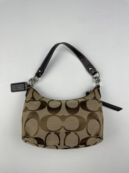 Coach Signature Stripe Demi Brown Two Way Bag