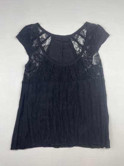Black Lace and Satin Baby Tee