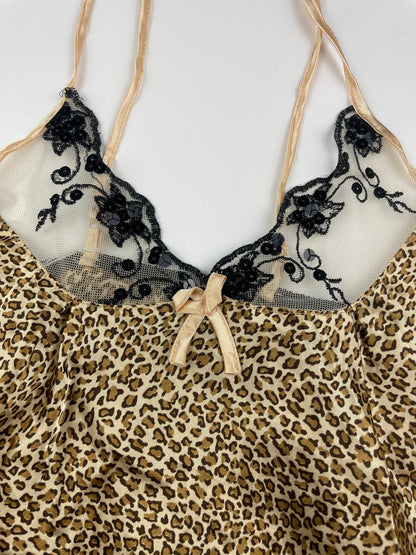 Y2K Leopard Silk Slip Cami